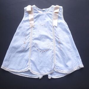 Karela Kids Baby Girls Dress Size 12m Blue Cotton Embroidered Lined Bows